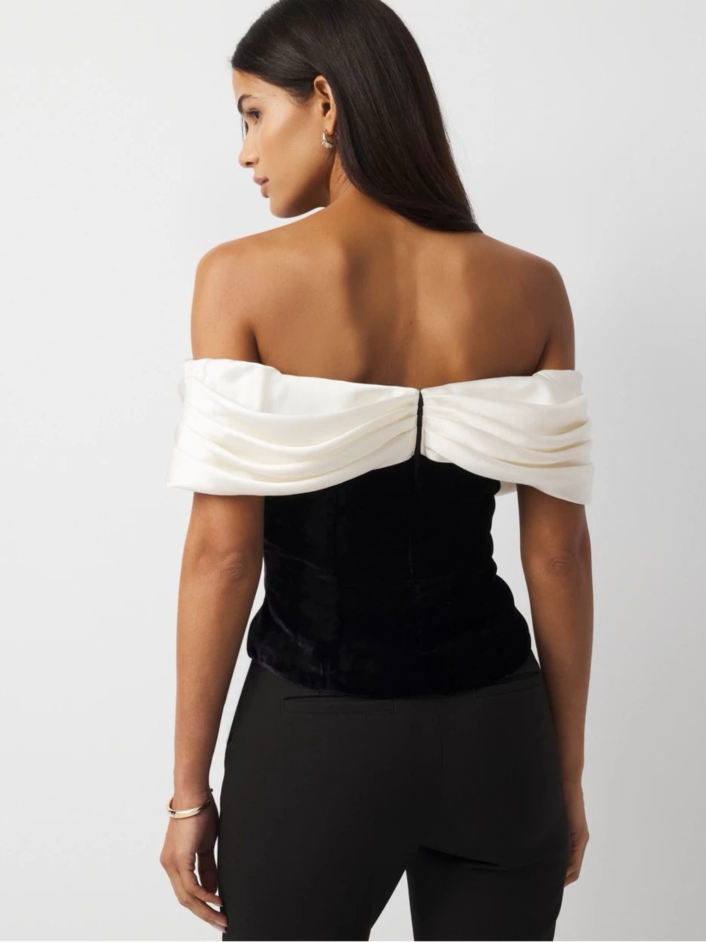 WHBM $130 Satin + Velvet Bustier - Picture 6 of 8